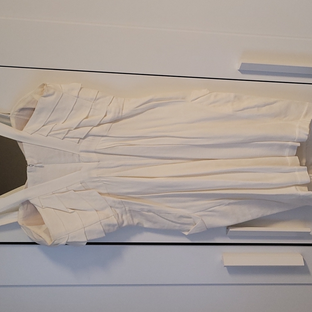 BCBGeneration White Draped Pleated Mini Dress - Picture 7 of 12